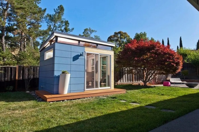 Office backyard small offices prefabricated mini tiny shedquarters outdoor building space airows creates studio inside